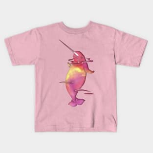 Peach Sea Narwhal Kids T-Shirt